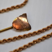 2 x items - vintage 9ct gold stickpin with map of Tasmania to top & 9ct gold rope twist chain necklace - Sold for $43 - 2018