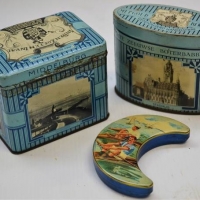 3 tins quarter moon and two Dutch tins - Sold for $43 - 2018