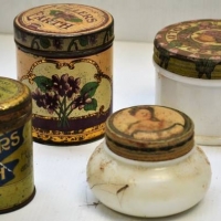4 c1900  ladies tins Fullers Earth and Cold cream etc - Sold for $37 - 2018