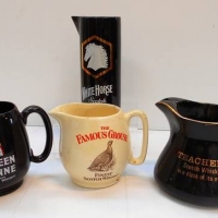 4 x Vintage Wade Whisky water jugs including White horse , Teachers and Queen Anne - Sold for $50 - 2018