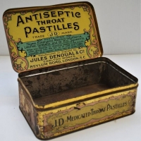C1920s JD Antiseptic Throat Pastilles tin - Sold for $37 - 2018