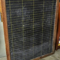 Large Bowling Club Scoring-board blackboard with wood frame plus two vintage vinyl covered chairs - Sold for $99 - 2018