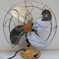 c1920 LIMIT English metal desk fan with metal blades - 37cmH - Sold for $137 - 2018