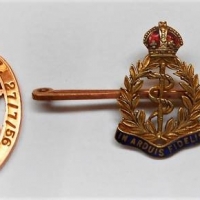 2 x  9ct Gold items  - Travelers Association medallion and Army Medical cops badge - Sold for $50 - 2018