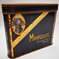 2 x vertical pocket cigarette tins 1940s Marquis by Matar's Tobacco, Melbourne and Black and Black and white by Marcovitch - Sold for $43 - 2018