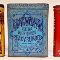 3 x Vintage Upright TOBACCO Tins - 4 Oz EDGEWORTH, Price Albert (w Contents) & Pipe Major - Sold for $37 - 2018
