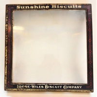 C1920s American Sunshine Biscuits Grocers point of sale Glass Tin top for the Loose-Wiles Biscuit company - Sold for $37 - 2018