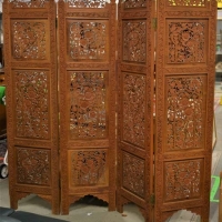 Indian four  Fold carved wooden screen - Sold for $43 - 2018