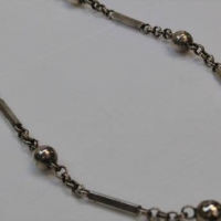 Ladies long 1960s chunky Mexican silver necklace - chain, ball, oblong links - Sold for $31 - 2018