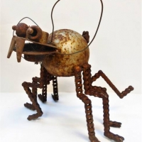 Vintage welded Bug steel garden sculpture - Sold for $68 - 2018