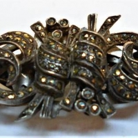 1940s sterling silver and marcasite ladies double dress clipbrooch - Sold for $37 - 2018