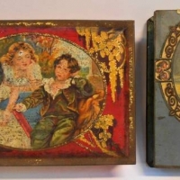 2 x Victorian tins with Petty girl and Children - Sold for $27 - 2018