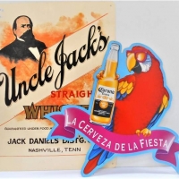 2 x pubanalia advertising tin sign incl hand painted Uncle Jacks and pressed tin Corona - Sold for $56 - 2018