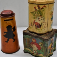 3 x Nursery Rhymes tins and Money box by Gasden Melbourne - Sold for $99 - 2018