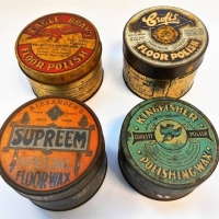 4 x Tins-  1920s Floor wax - Crofts South Melbourne, Alexander's,  Supreeme, Eagle Brand Melbourne & Kingfisher Clifton Hill Melbourne - Sold for $37 - 2018