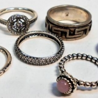 Group of Sterling silver rings including Pandora - Sold for $81 - 2018