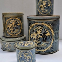 Set of 5 Willow Pattern canisters and cake tin by Willow Australia - Sold for $27 - 2018