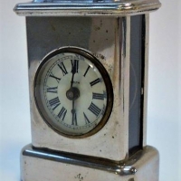 c1890s small Elisha N Welch silver plated carriage clock with glass sides - working - Sold for $286 - 2018