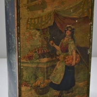 c1900 Huntley and Palmers biscuit tin The fruit seller - Sold for $25 - 2018