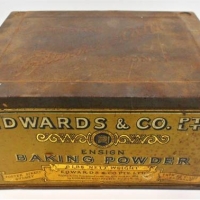 c1910 Edwards & Co Ensign Baking powder tin - Foster Street, Sydney and Petries Bight Brisbane - Sold for $56 - 2018