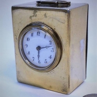 c1910 Emile Pinteaux, Paris - French Silver mini carriage clock with enamel dial - key wind - Sold for $211 - 2018