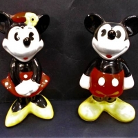 1970s china Mickey and Minnie Mouse figurines - approx 8cm H - Sold for $35 - 2018