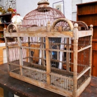 Large vintage timber and wire 'Indian' birdcage - Sold for $211 - 2018
