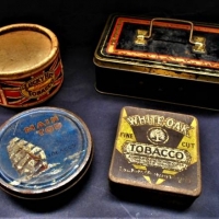 Small group lot tobacco and other tins incl White Oak, Luck Hit, Main Top, etc - Sold for $27 - 2018
