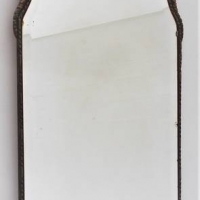 Vintage 1930s rectangular mirror with gilded frame, beveled glass and carved to top - Sold for $68 - 2018