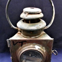 Vintage workman's lantern with handle and beveled lenses - Sold for $25 - 2018