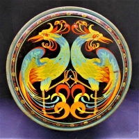 c1930's Art Deco Australian made P Hughes Maker, Sydney cake  biscuit tin with colourful 'Phoenix' image - Sold for $161 - 2018