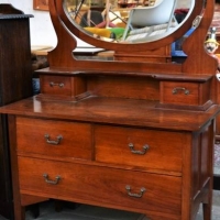 191020s Blackwood Arts n Craft Style Dresser w Oval Mirror - Sold for $31 - 2018