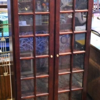 Large Dark stained glazed bookshelf approx 2 meters high - Sold for $273 - 2018