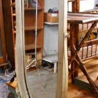 Vintage curly metal framed cheval mirror - Sold for $27 - 2018