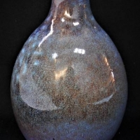 1960s  Erik Juckert Australian pottery  blue speckled glaze vase - 17cm H - Sold for $37 - 2018