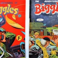 2 x c1950s Australian 'Biggles' comics incl No66 (Illustrated by John Dixon) and No11 (Albert De Vine) - Sold for $106 - 2018