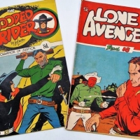 2 x vintage Australian comics by Len Lawson - 'The Hooded Rider' and 'The Lone Avenger' - Sold for $124 - 2018