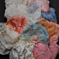 Box lot -  mostly 1940 60s ladies night attire inc, sheer pyjamas, bed jacket with applied floral tri, sheer bed jacket night dresses, lingerie - asso - Sold for $62 - 2018