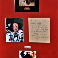 Framed collage of  Company Caine  signed by Gulliver Smith with Ian McCausland cover art Signed with Dedication the Chick at the Rainbow Hotel Fitzroy - Sold for $25 - 2018