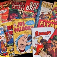 Group of 16 x 1950s Australian Comics -  8 and 9d Korean War  Joe Palooka, Frontier, Battle Brady, Combat Casey, Kent Blake of the secret service etc - Sold for $50 - 2018
