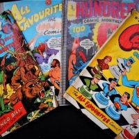 Group of 4 Australian 1950s Reissue comics - The Hundred comic monthly #28, All Favourites #, Century #2 and #10 - Sold for $43 - 2018