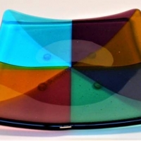 Signed Australian Art Glass Bowl - Patchwork by Bethany Wheeler - Sold for $50 - 2018