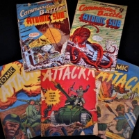Small group lot c1950s comics incl Commander Battle and the Atomic Sub - No1 and No 4 and  Atomic Attack Nos 3, 9 and 14 - Sold for $50 - 2018