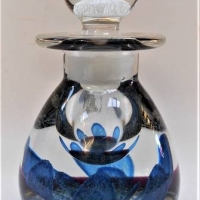 Vintage English Caithness art glass perfume bottle  - Petal -  in bluepurpleclear - Sold for $68 - 2018