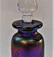 Vintage Iridescent purple Australian  Art glass Perfume bottle  - by Julio Santos - Sold for $50 - 2018