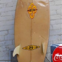 c1980s Seasons Surfing - New Zealand '6' 1 Thruster' surfboard  designed by DADA - Sold for $56 - 2018