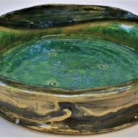1948 Australian Pottery bowl by Merric Boyd with title to base Gumnuts Leaf & Seed pods restoration rim sighted 23cm in diameter - Sold for $472 - 2018