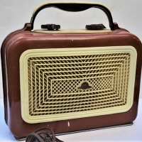 1950s Astor portable Valve radio in brown plastic satchel case - Sold for $62 - 2018