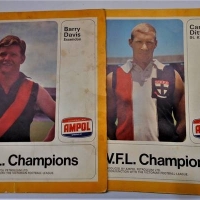 2 x Ampol VFL Champions player trading cards - Carl Ditterich and Barry Davis - Sold for $50 - 2018