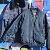 2 x Vintage MENS Winter Jackets - Spicer Label CASTRO Model Faux Fur Lined w Collar + FLYING JACKET - Both Dark Blue & near new, Large sizes - Sold for $62 - 2018